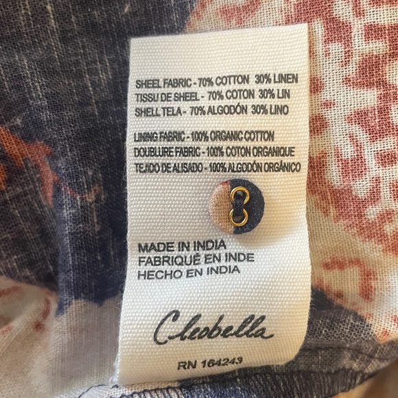 New Cleobella Leigh Paisley Cotton Linen Dress size Small in Navy - Picture 15 of 16